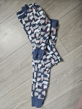 Crewcuts J.Crew Polar Bear Pajama Set Size 3T Navy Blue Winter Sleepwear🩷